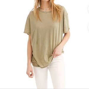 Free People - We The Free - Clarity Ringer Tee - Olive Green T Shirt, Size XS